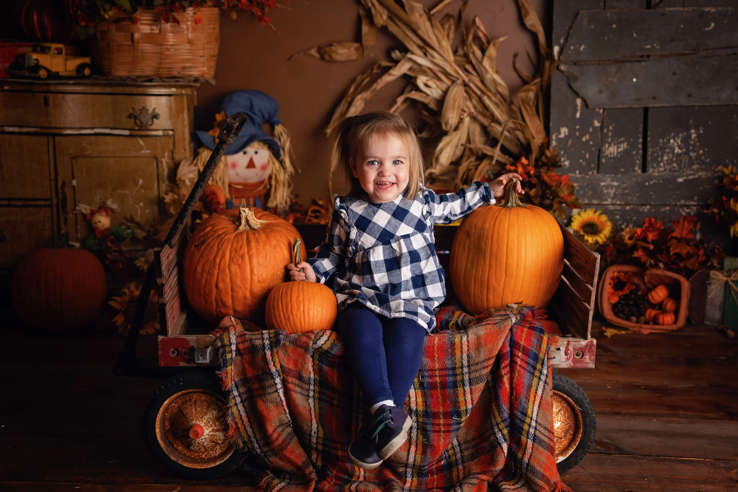 Playful fall seasonal portrait