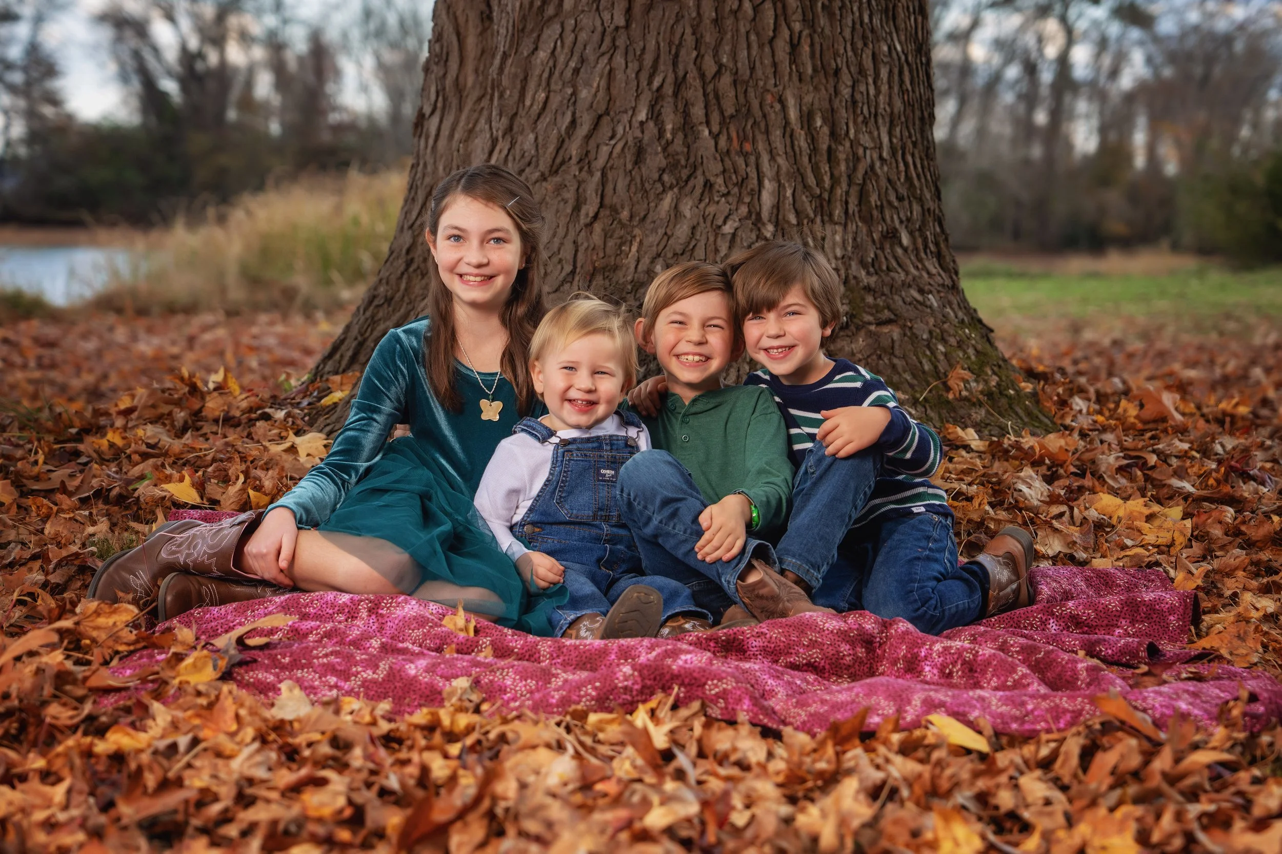 Candid outdoor family portrait