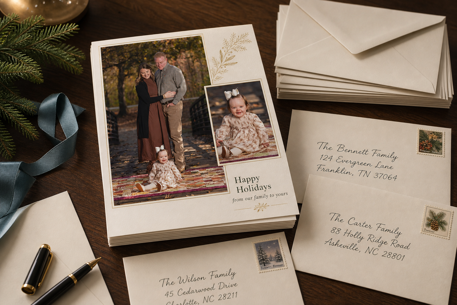 Custom family greeting cards with envelopes