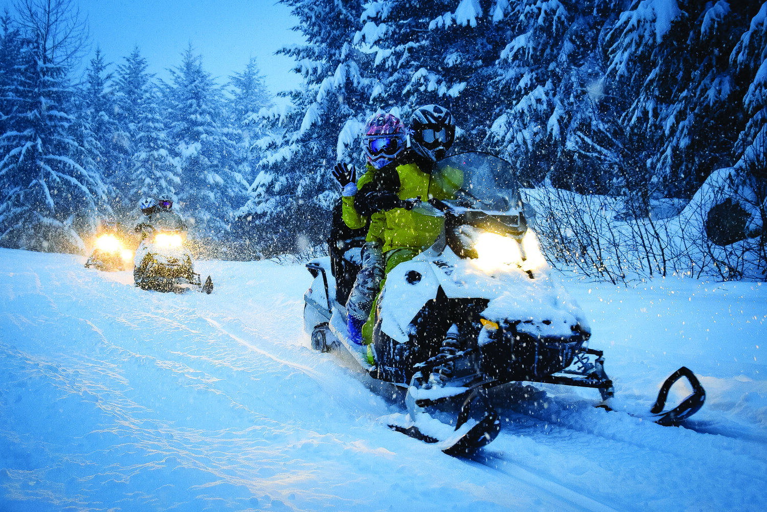 Jump on a snowmobile &amp; enjoy the ride.