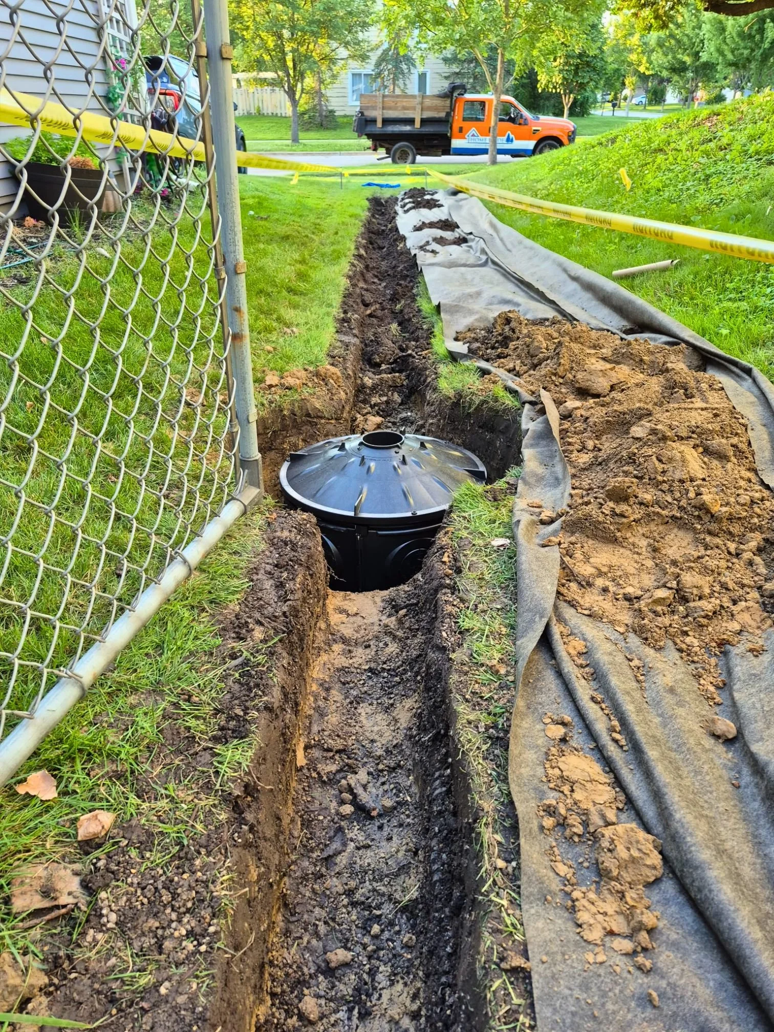 Catch basin drainage installation in Bloomingdale, Illinois.