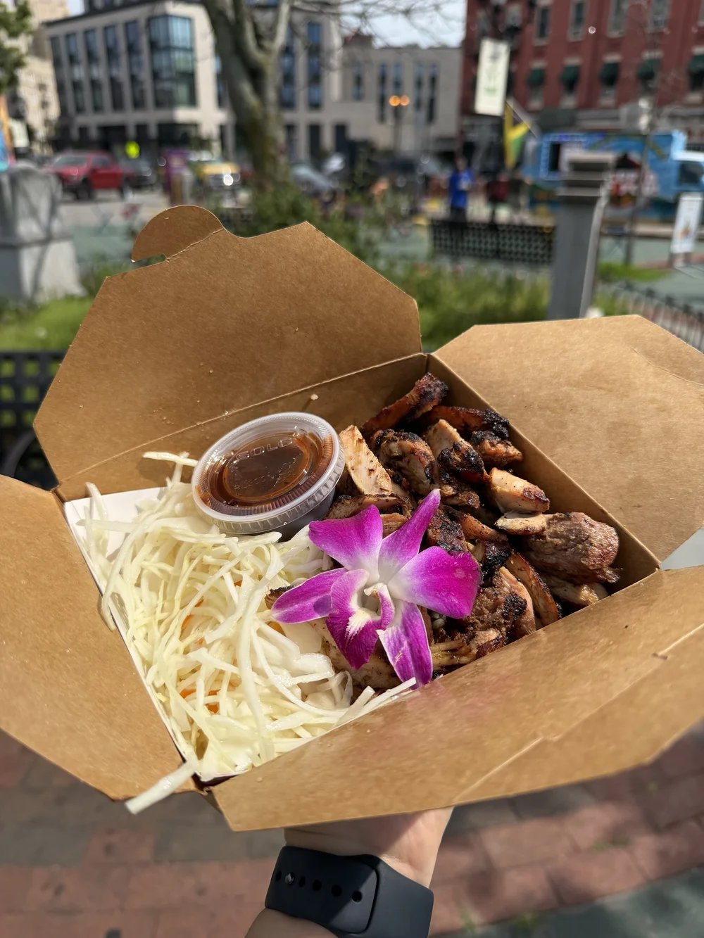 A takeout meal from McGinley Square