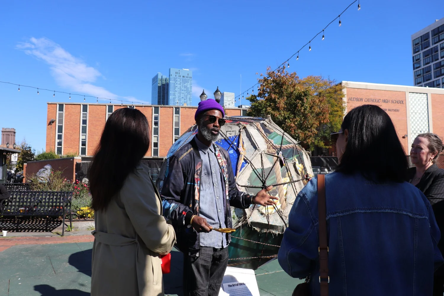 Artist Nyugen E. Smith speaking about his sculpture