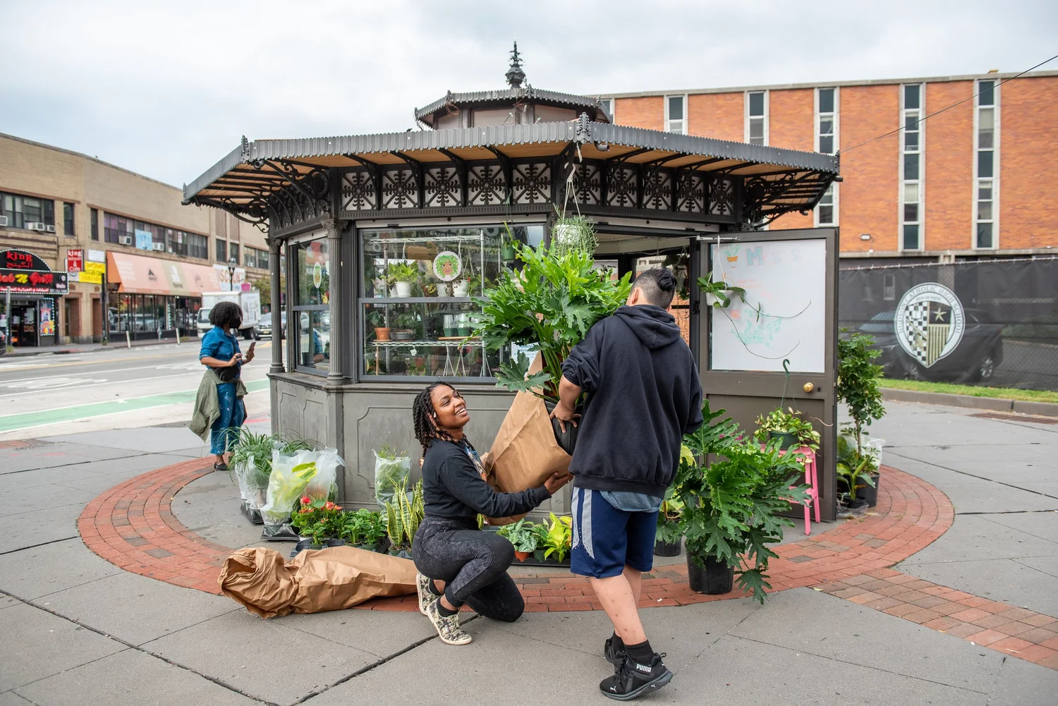 The kiosk at the center of McGinley Square