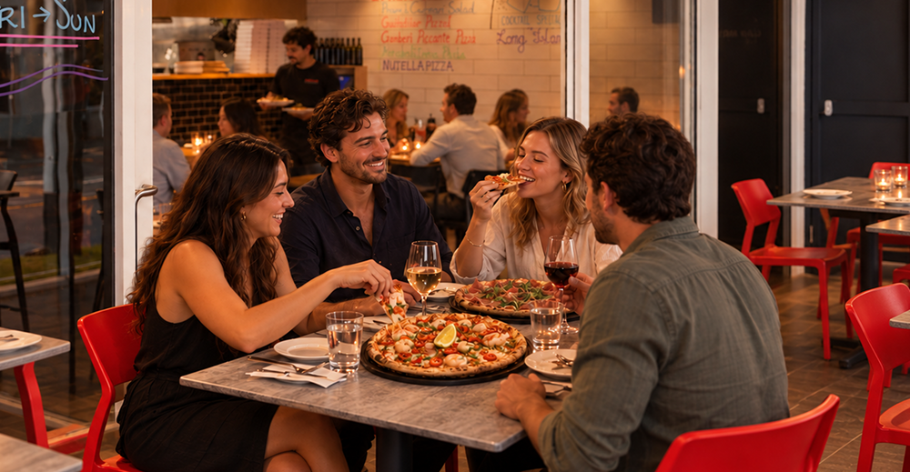 Guests dining at Augello's