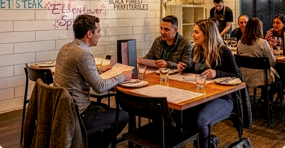 Guests dining at Augello's