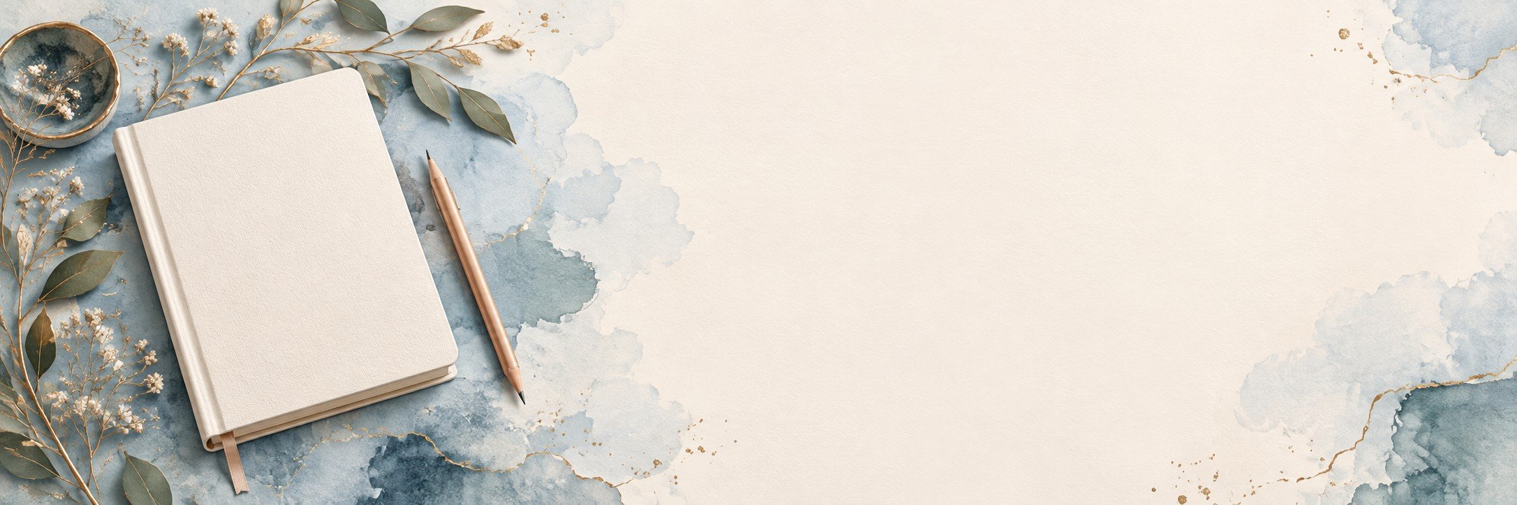 A blank journal with watercolor botanicals; illustrative artwork