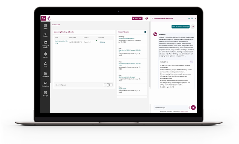BoardWorks AI Assistant feature