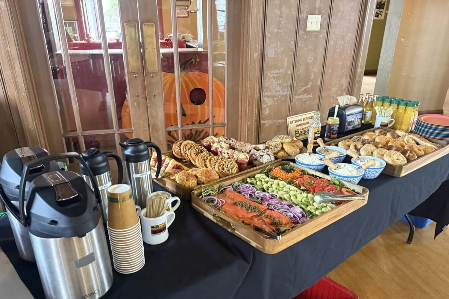 Full-service catered breakfast table