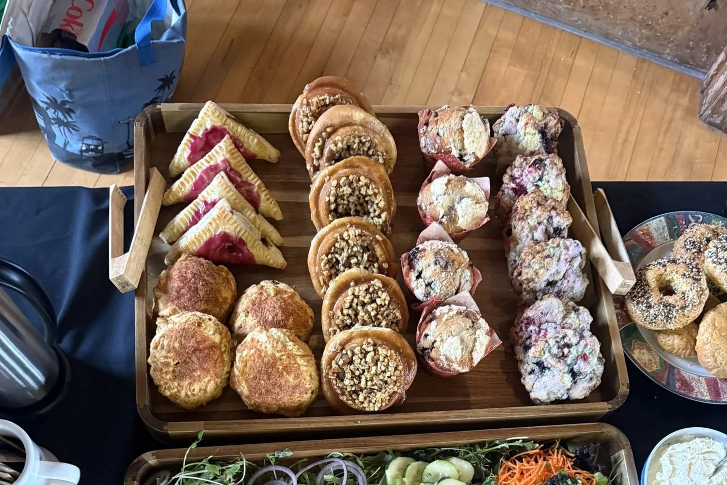 Assorted pastries and smoked salmon catering platter