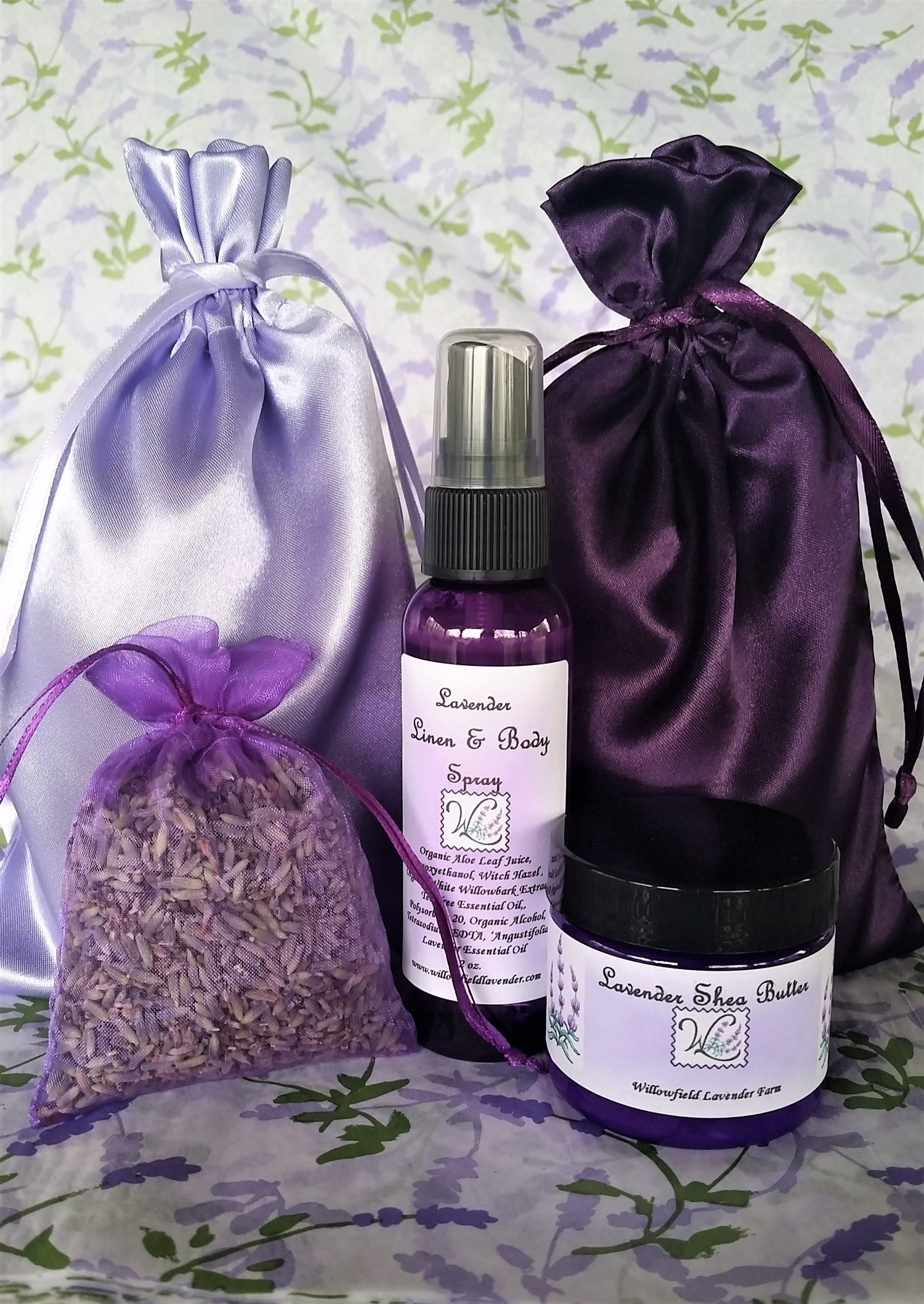 Lavender Satin Bag Gift Set — Willowfield Lavender Farm