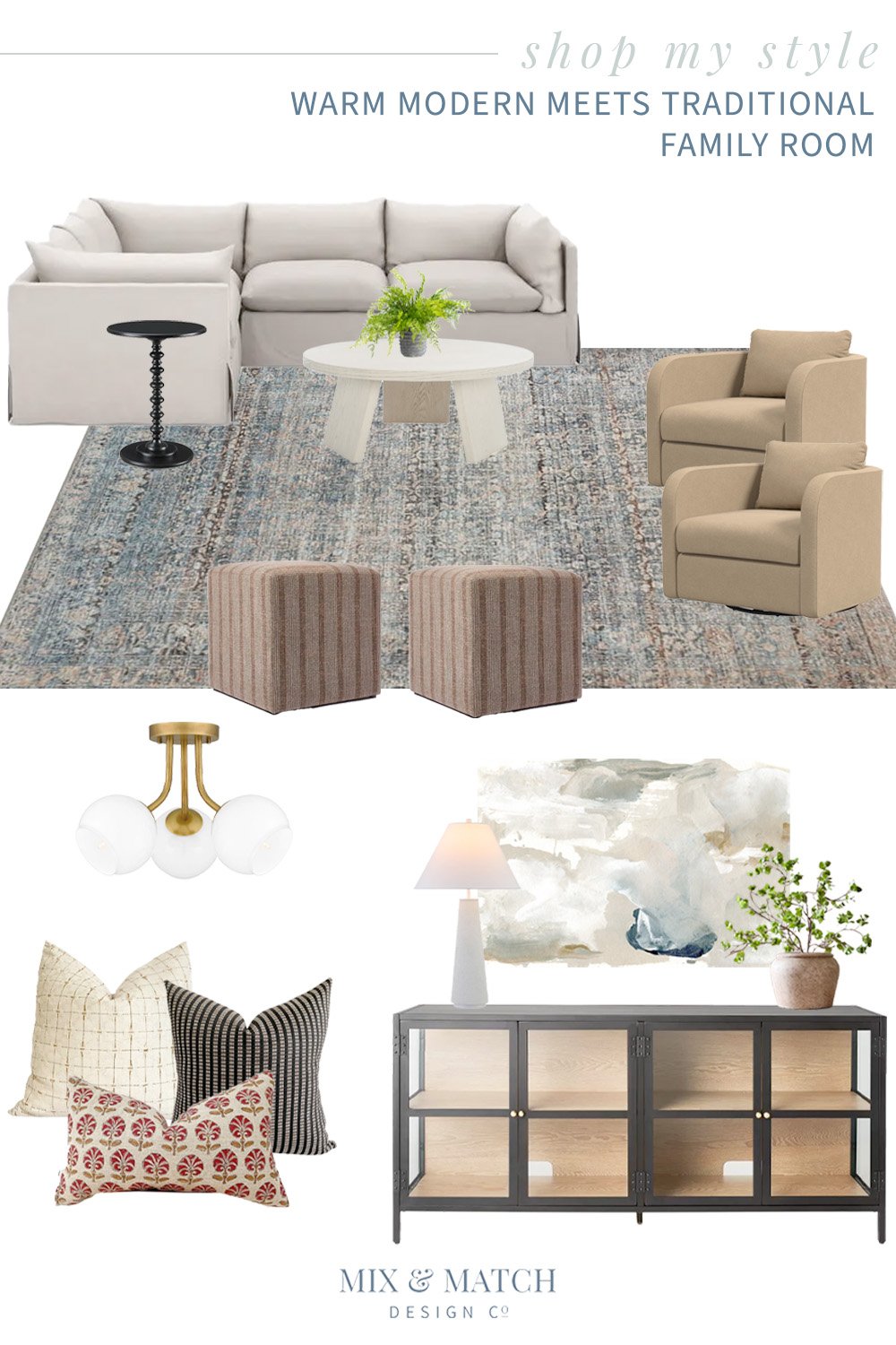 Shop My Style - Warm Modern Meets Traditional Family Room