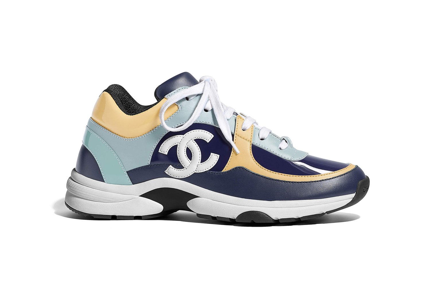 CHANEL, Shoes, Chanel Sneakers Blue White And Yellow Super Comfy 395