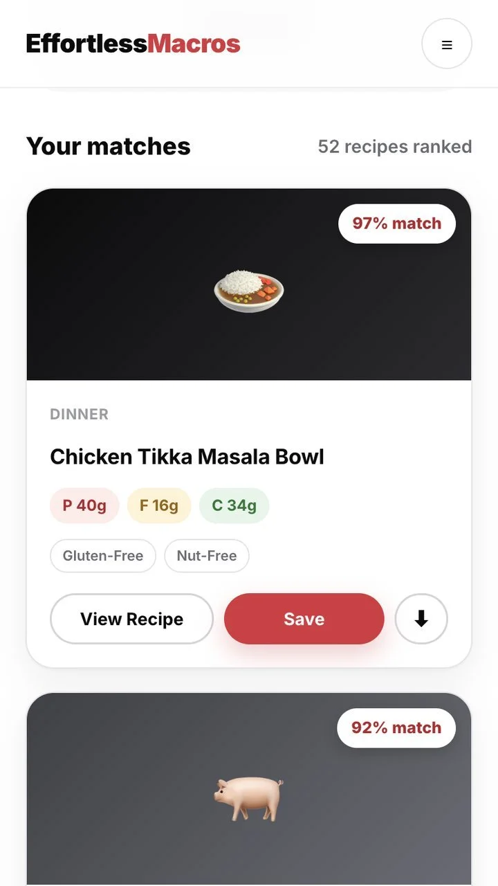 Top-ranked recipe match at 97% fit