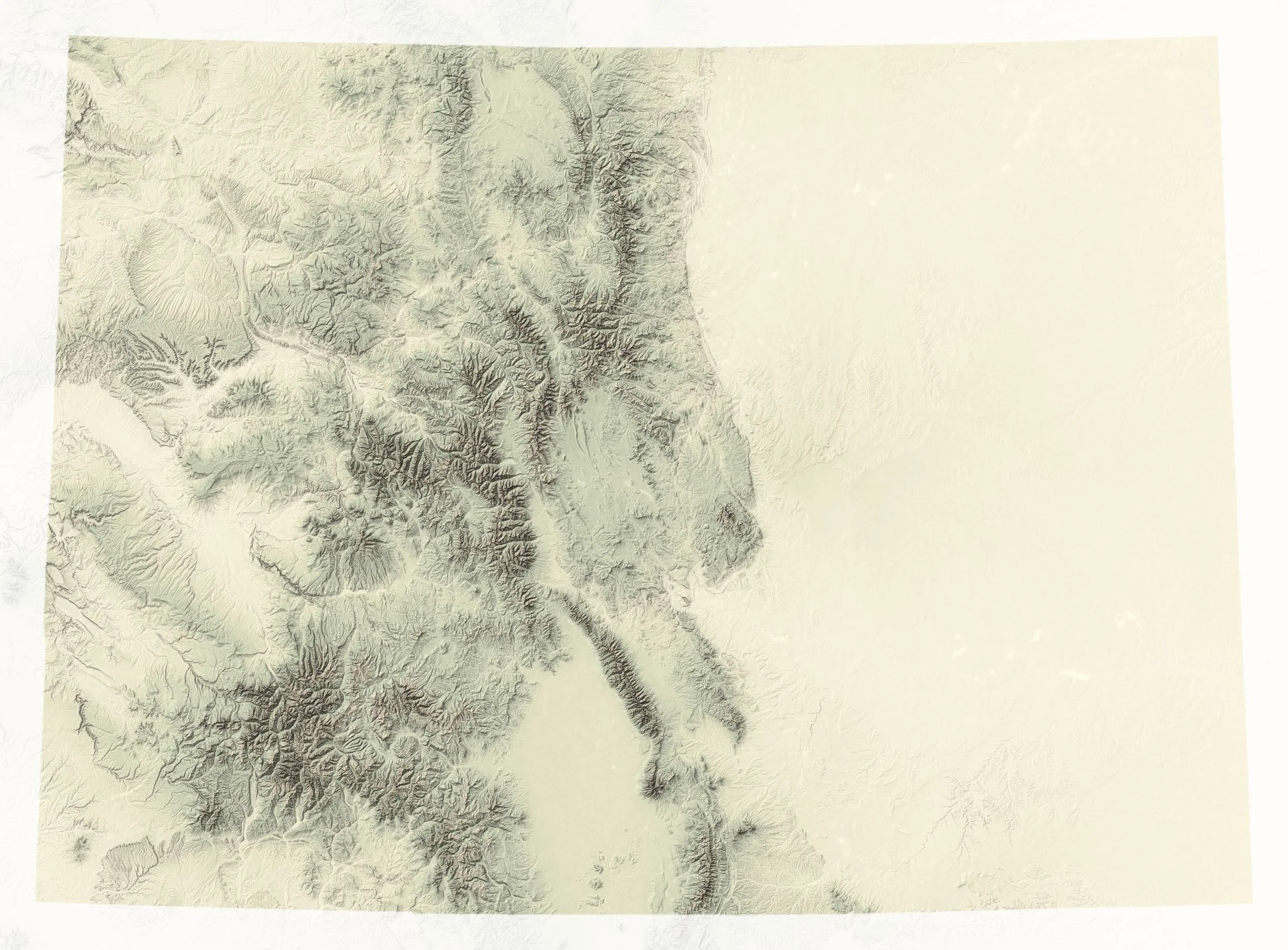 Shaded relief map of Colorado showing the 58 fourteeners