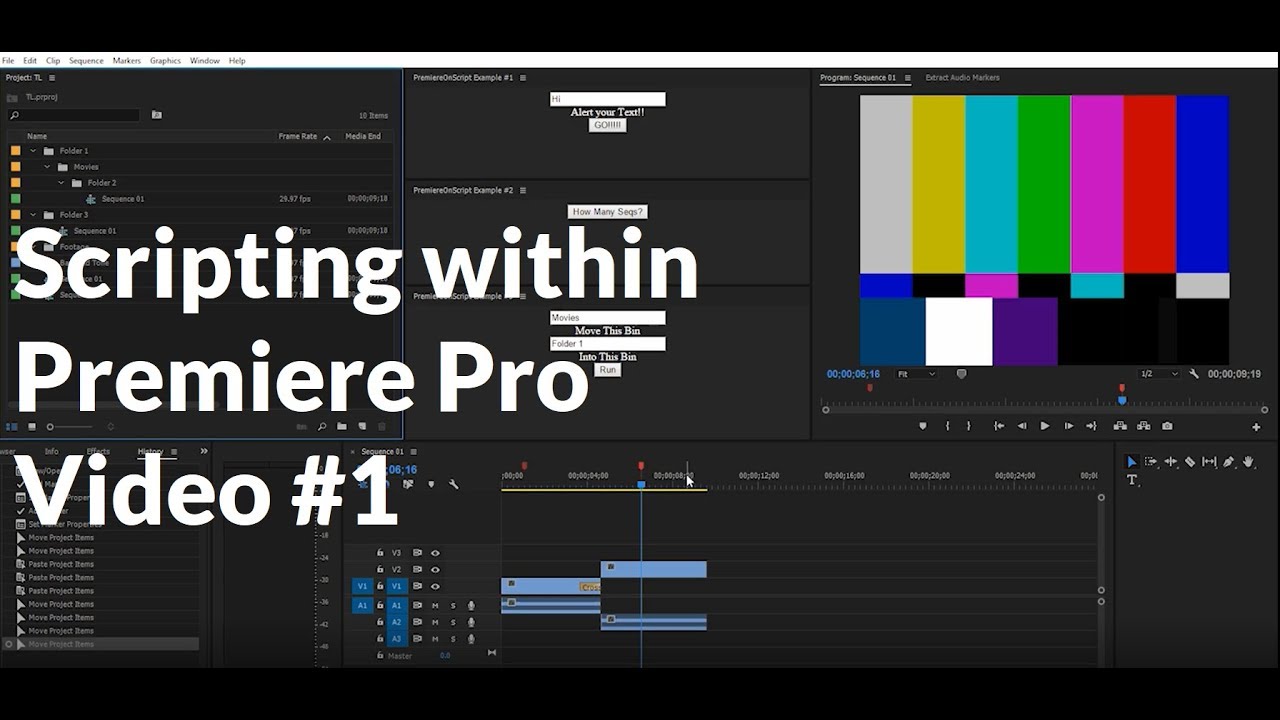 Premiere Pro vs code. Music Video professional scenario example. Scripting pro