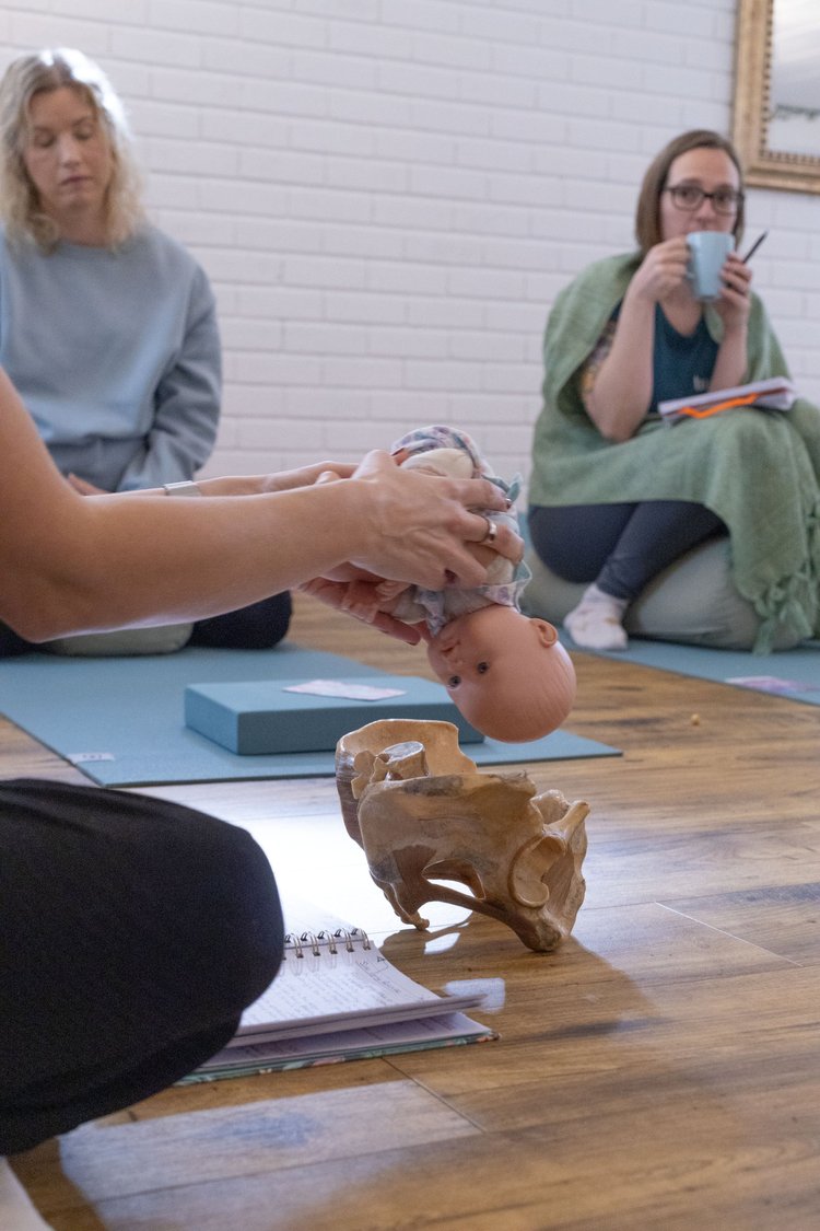 Teaching optimal foetal positioning using a pelvis model and doll