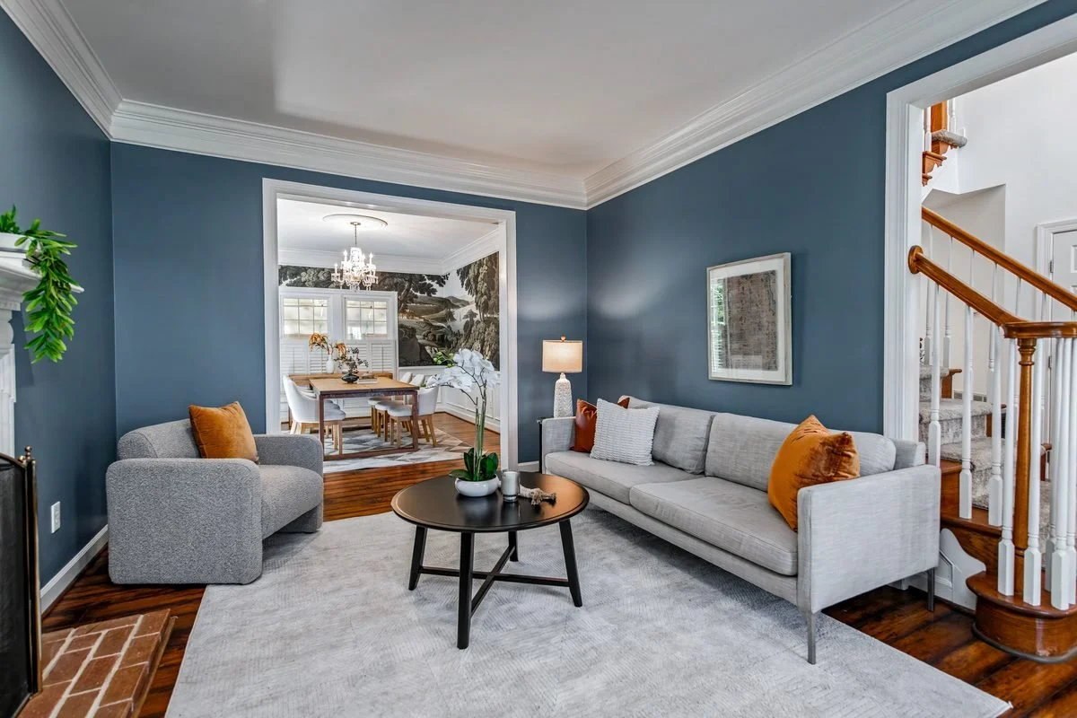 Living room with fireplace