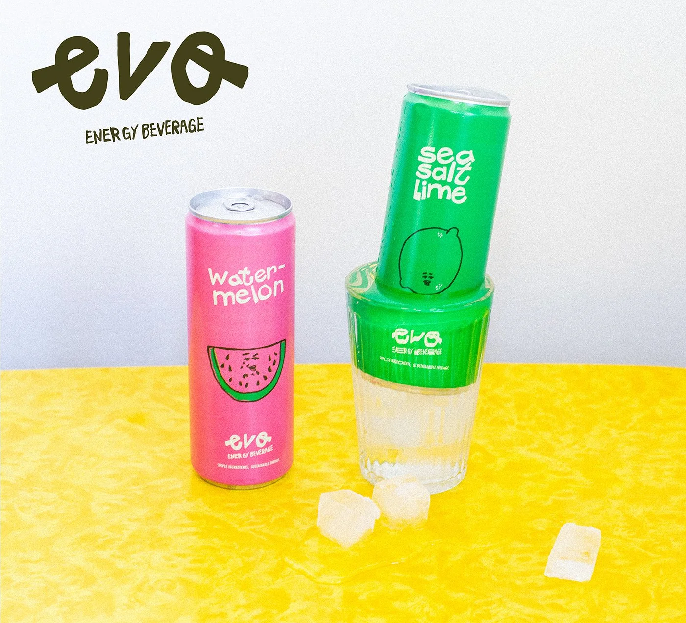 evo energy beverage cans product photo