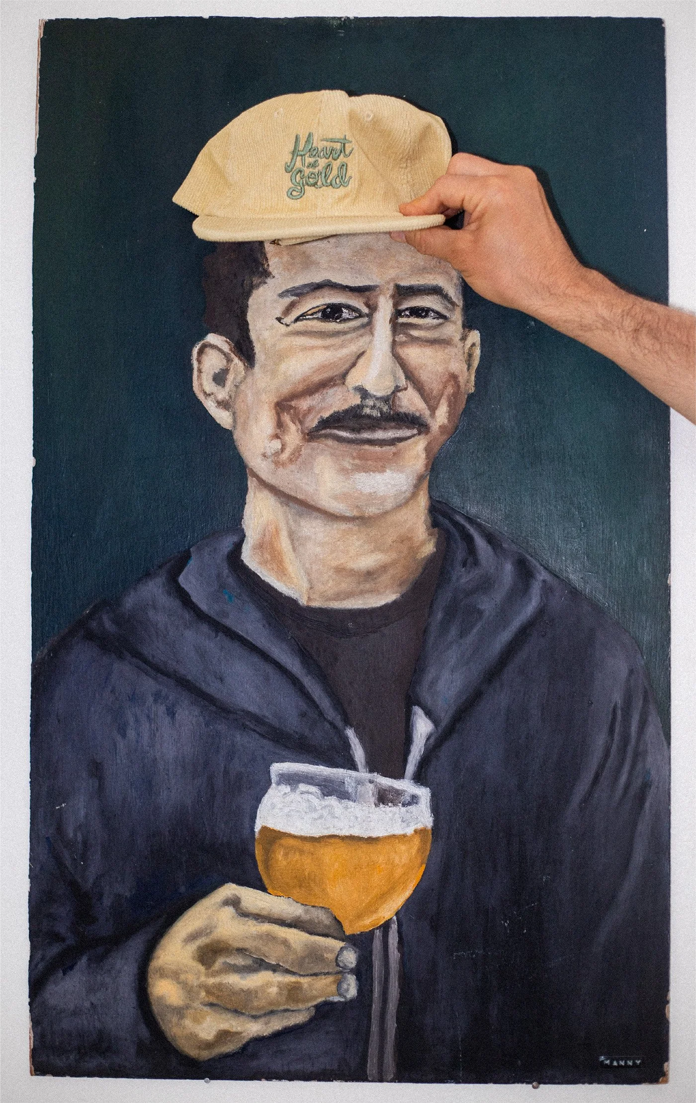 Portrait painting with Heart of Gold hat