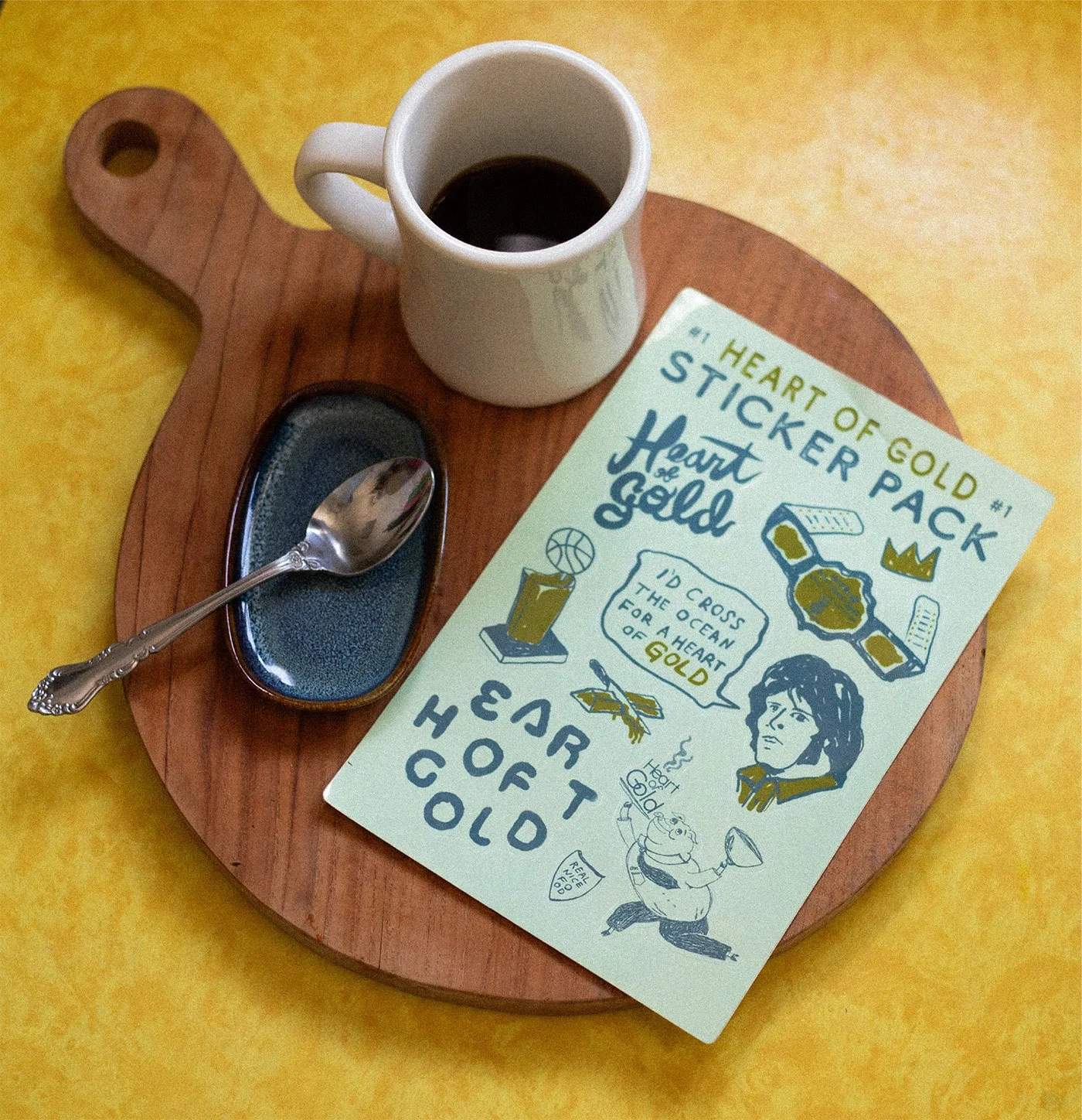 Heart of Gold sticker pack and coffee