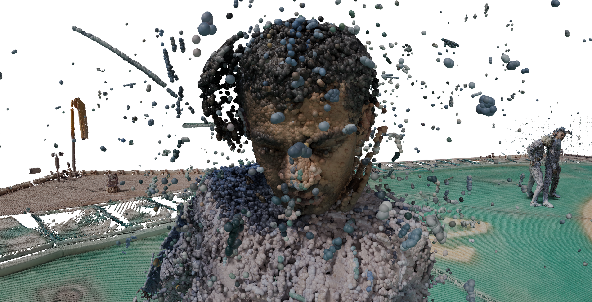 Blender render — LIDAR point cloud of a Hong Kong street scene viewed from above