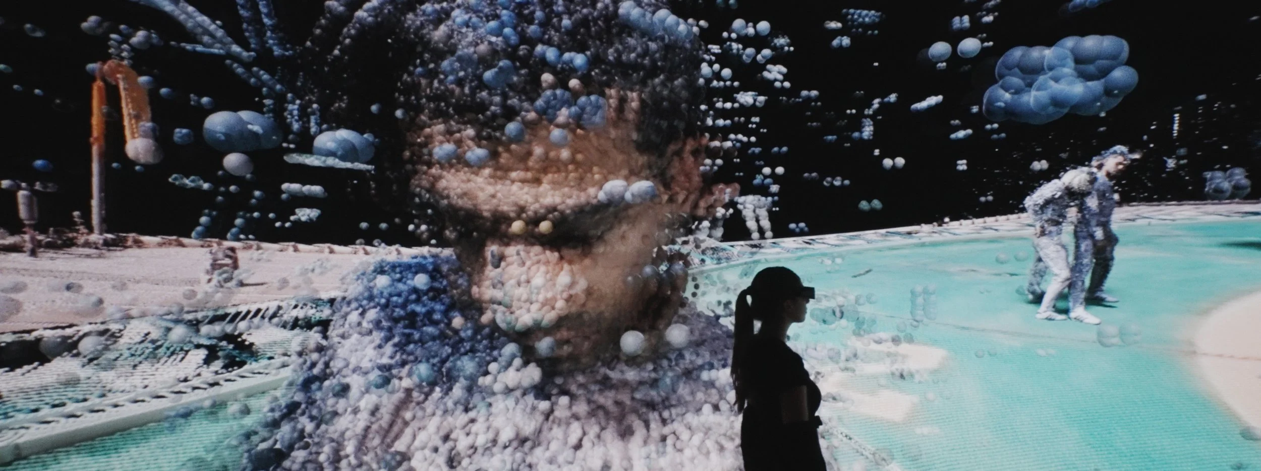 Audience inside the nVis 360° stereoscopic cylinder experiencing On The Other Earth