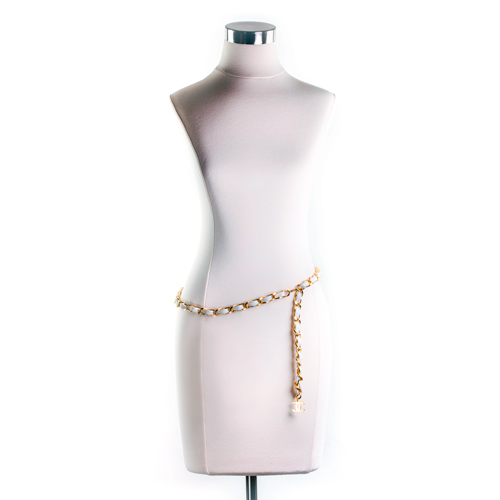 White Leather and Gold Chain Chanel Belt — Harriett's Closet