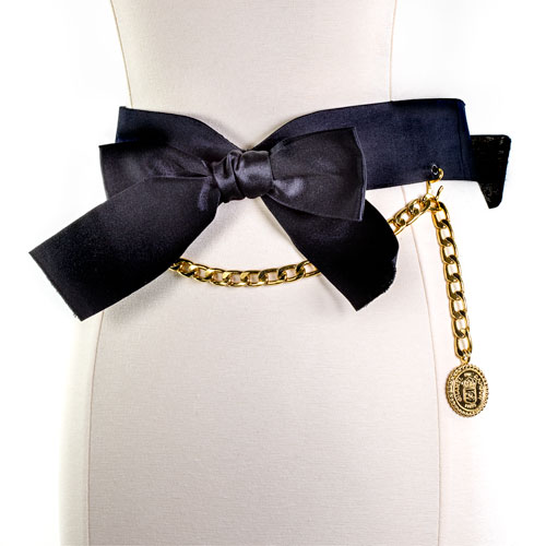 Chanel Black Satin Bow Belt — Harriett's Closet