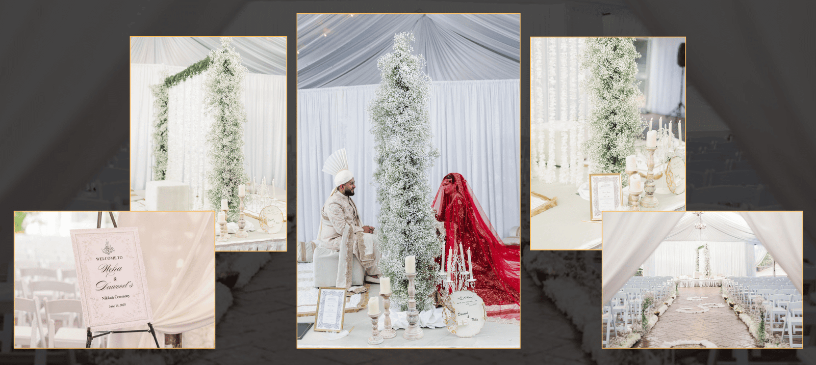 Wedding décor and floral design portfolio collage 4 by Aisha’s Wedding Decor