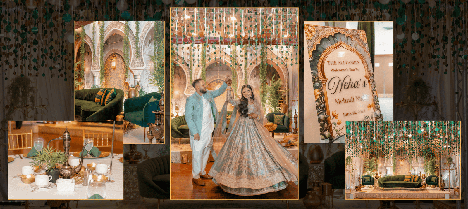 Wedding décor and floral design portfolio collage 3 by Aisha’s Wedding Decor
