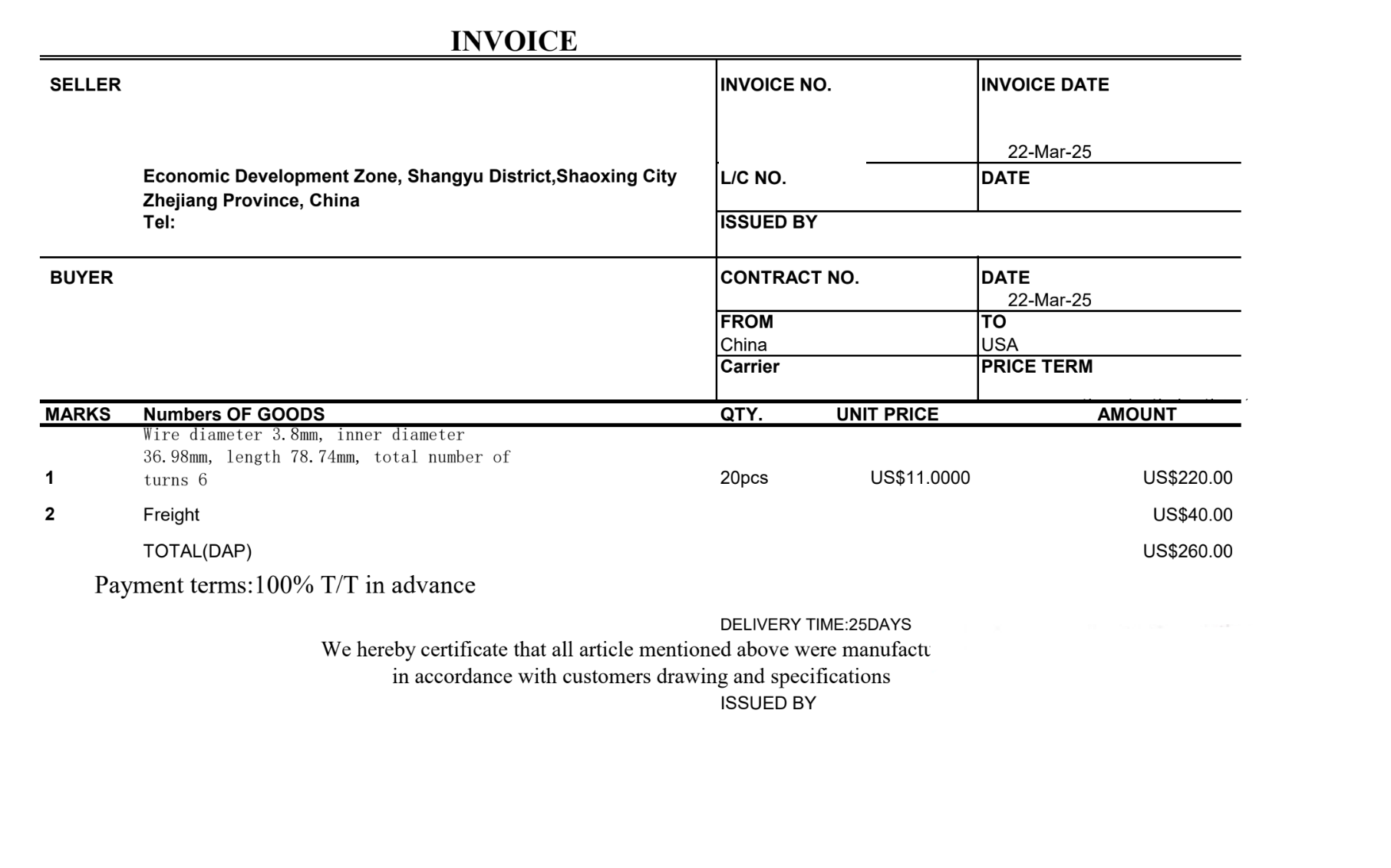Vendor quote for CVT contra spring production run — Schimmel Engineering sourcing and vendor management