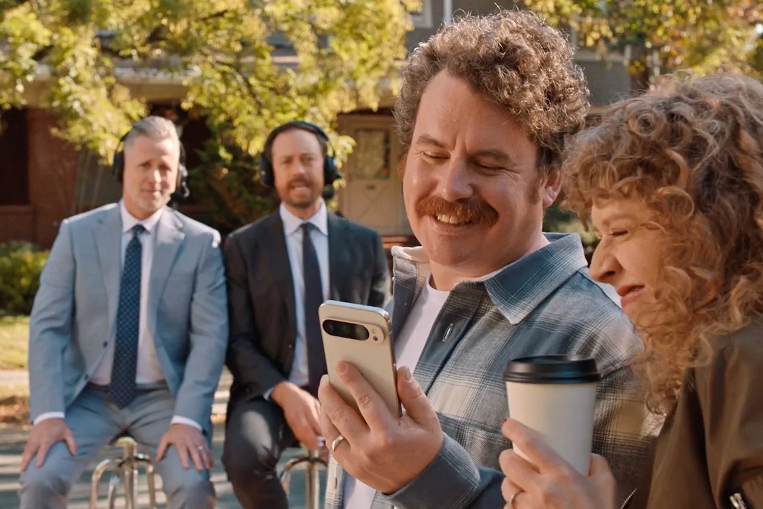 Ticketmaster NFL commercial still – Scott Watson and Amanda Lea Mason celebrating.