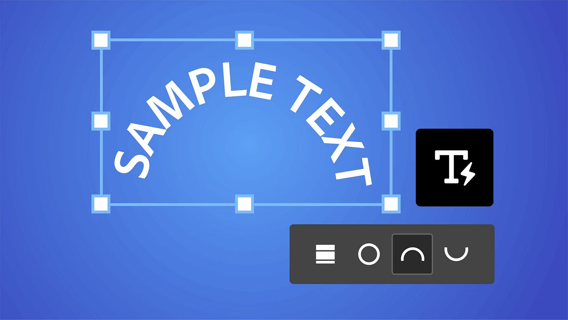 Dynamic Text in Photoshop showing text arranged across circle, arch, and bow geometries
