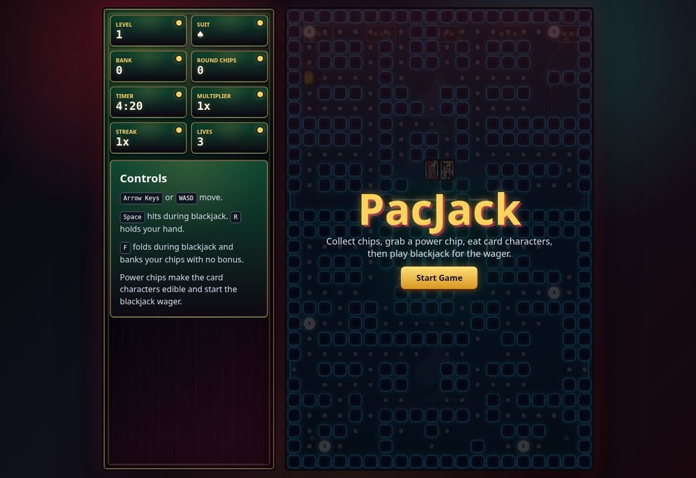 PacJack arcade maze and controls