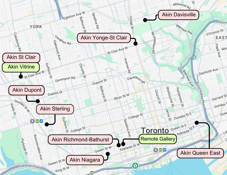 Map of Akin Art Studio Locations