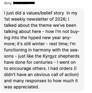 Amy got orders from a values story