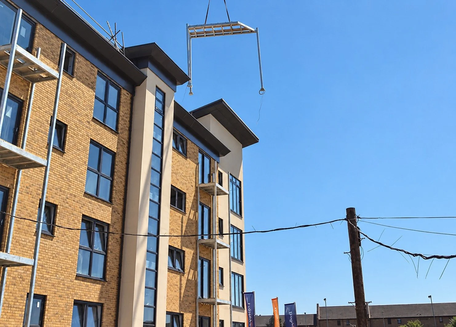 Steelwork lifted into position