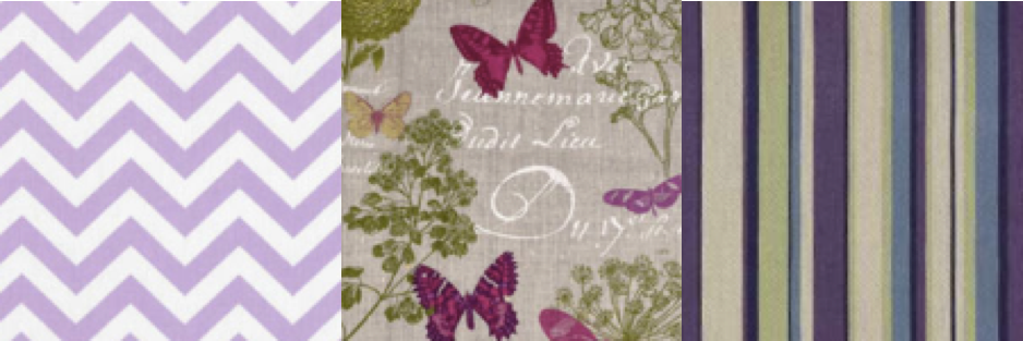 Purple stripe fabric chevron and butterfly print