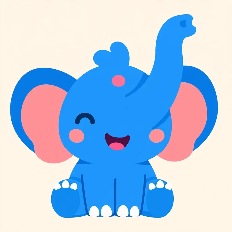 Ellie the baby elephant smiling and waving hello