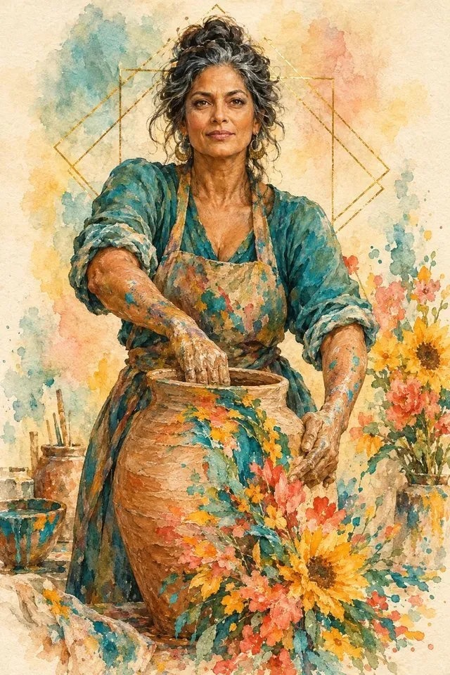 Watercolor of a wise woman as The Creatrix