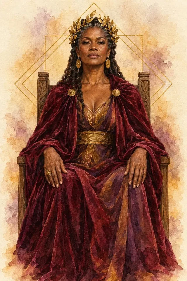 Watercolor of a wise woman as The Queen