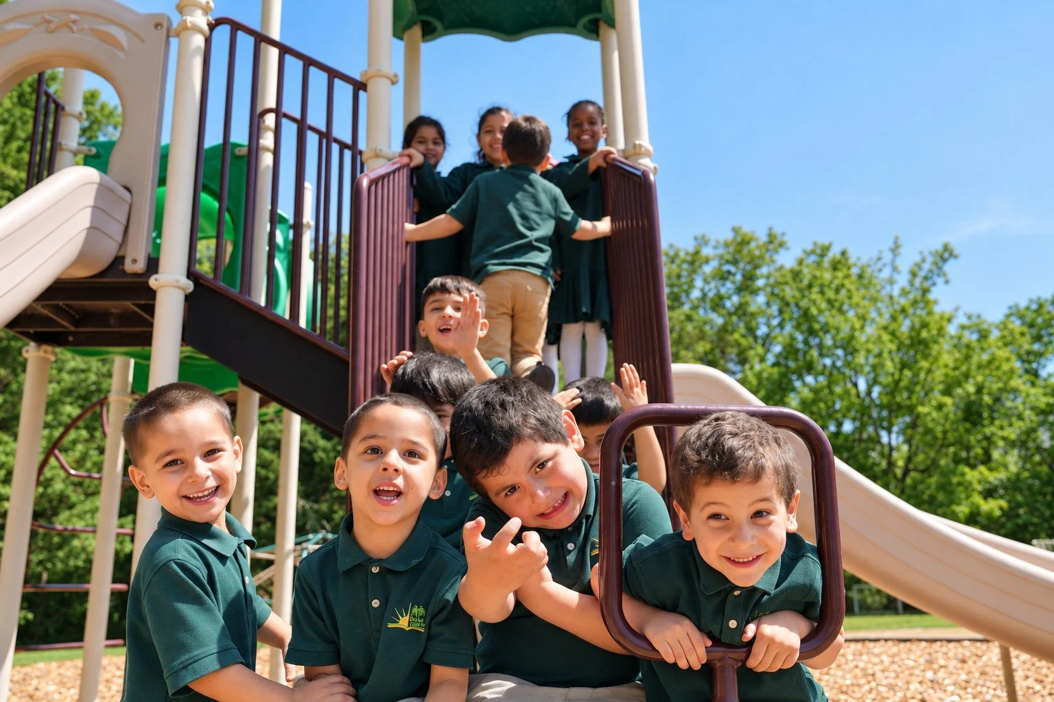Palm Tree School students together on the playground