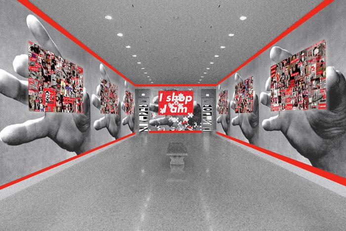 Barbara Kruger, Artist rendering of Untitled (That's the way we do it) (2011) at the Art Institute of Chicago, © Barbara Kruger, source photo courtesy of the Art Institute of Chicago