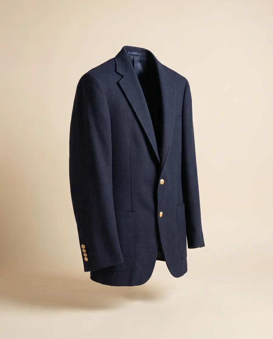 Navy Hopsack Blazer