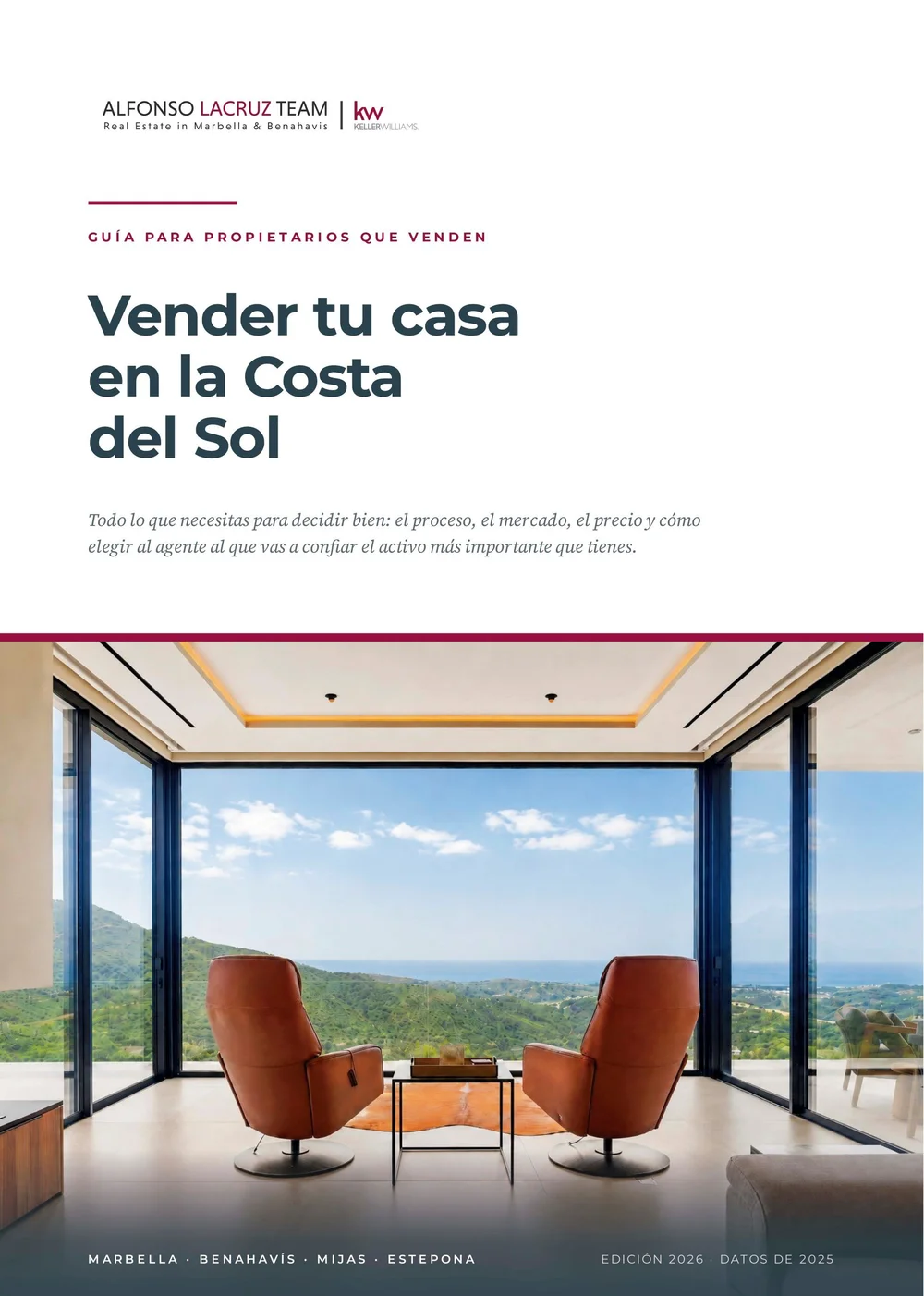 Portada de La Guía del Vendedor 2026, la guía de 32 páginas para propietarios de Alfonso Lacruz Team | KW Marbella