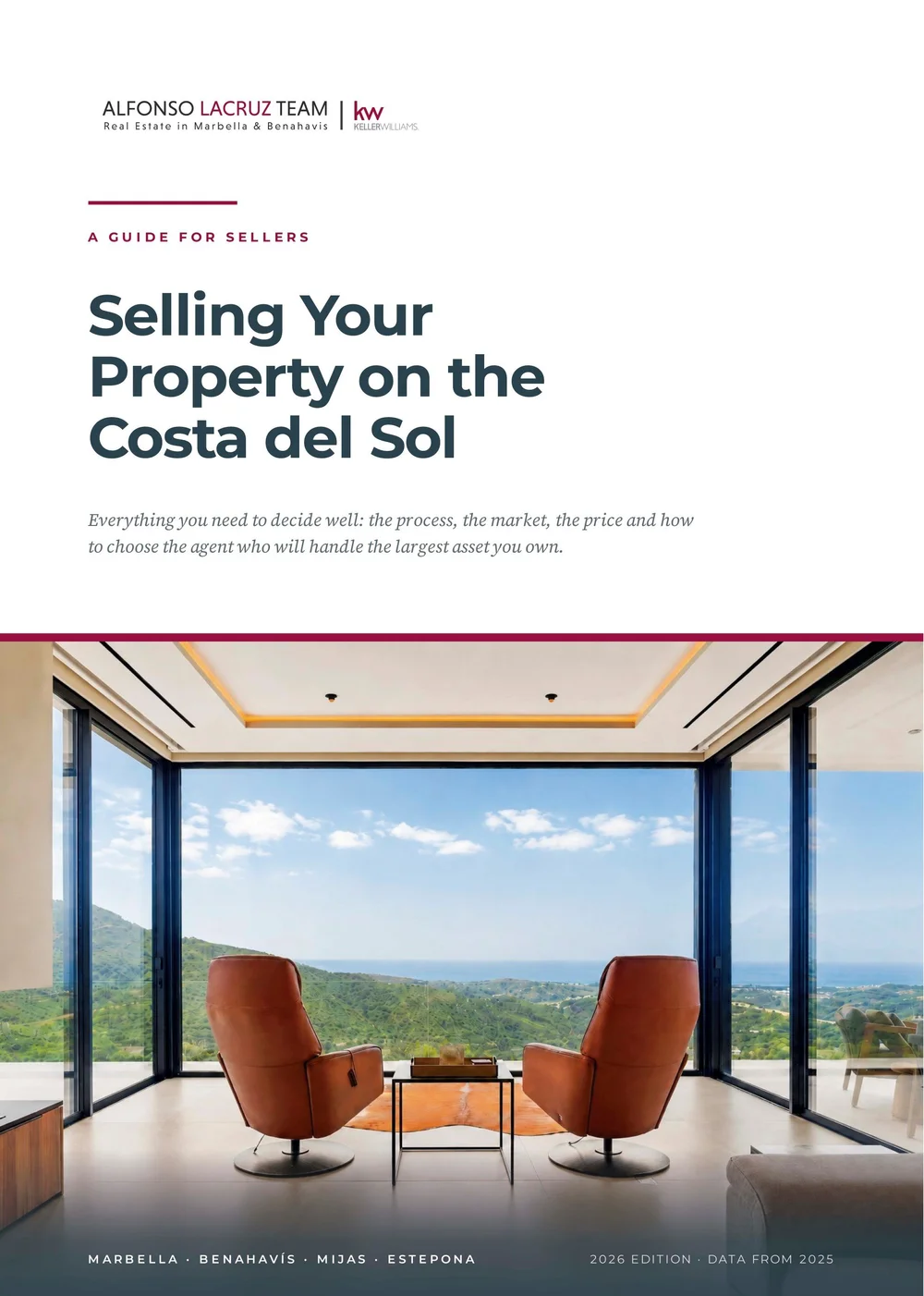 Cover of The Seller's Guide 2026, the 32 page guide for home owners by Alfonso Lacruz Team | KW Marbella