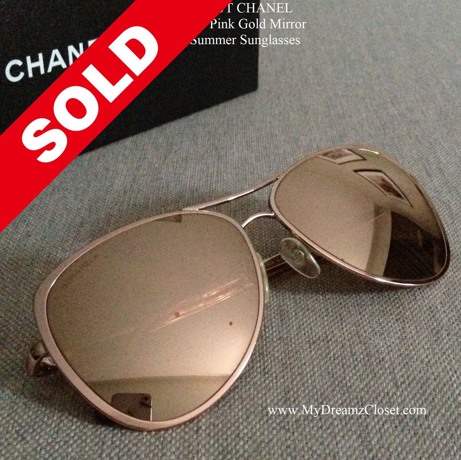 CHANEL 18K Pilot Summer Sunglasses 4223 Gold 227944