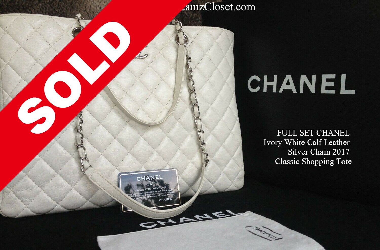 Chanel White Maxi Pearl Strap calf leather Clutch ref.260524 - Joli Closet