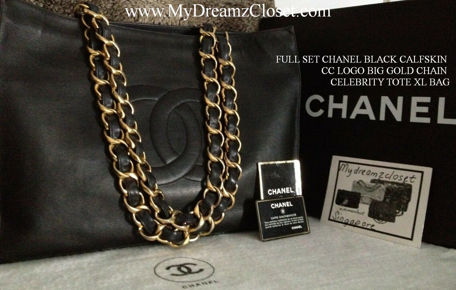 Chanel Hand Bag black gold with og box (SW939) - KDB Deals